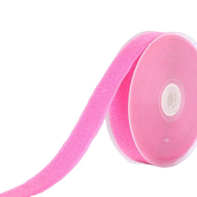 Multi-purpose black green pink blue magic tape hook and loop tape nylon or polyester fabric strips with adhesive