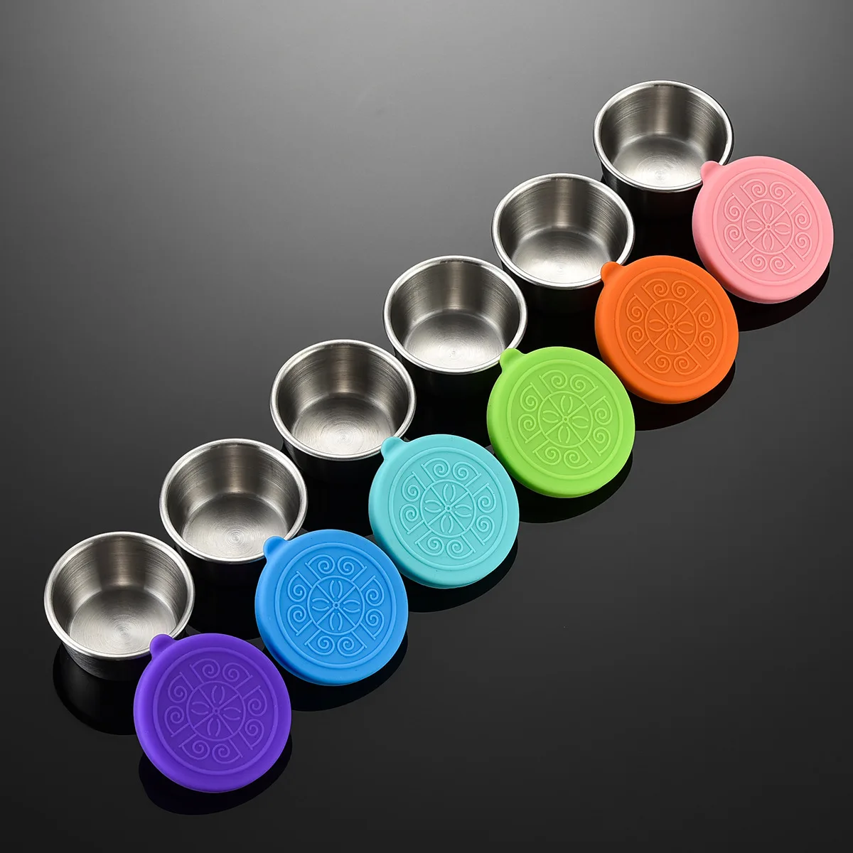 Portable 40ml Stainless Steel Sauce Cup with Silicone Lid for Ketchup Salad Dressing Kitchen Use