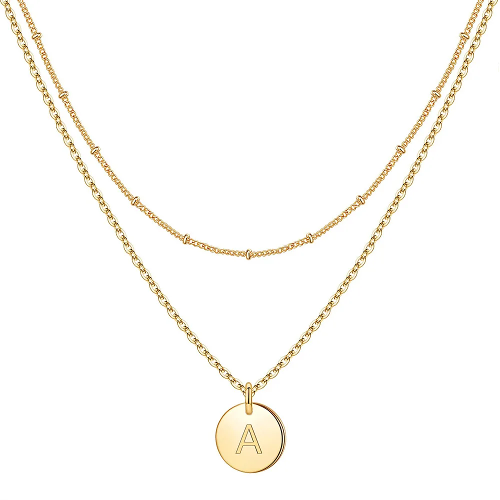 Fashion Jewelry Wholesale Custom Name 18K Gold Multilayer Plated Initial Letter Necklace