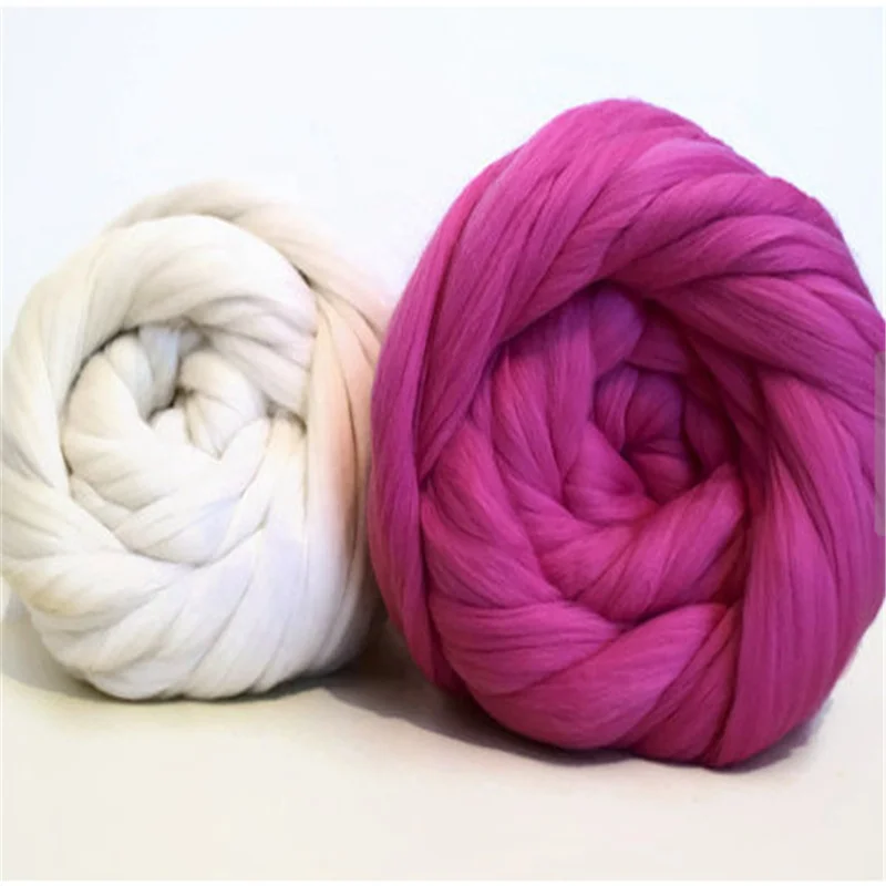 Factory Wholesale Super Chunky Giant Merino Wool  Yarn  Jumbo  100% Woll  Roving for  Spining  Arm  Knitting  Blanket 40m/kg