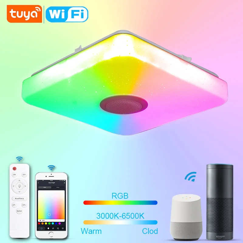 36W Wifi Voice Control RGB White Tuya App Control CCT Color Changeable Smart Led Ceiling Light