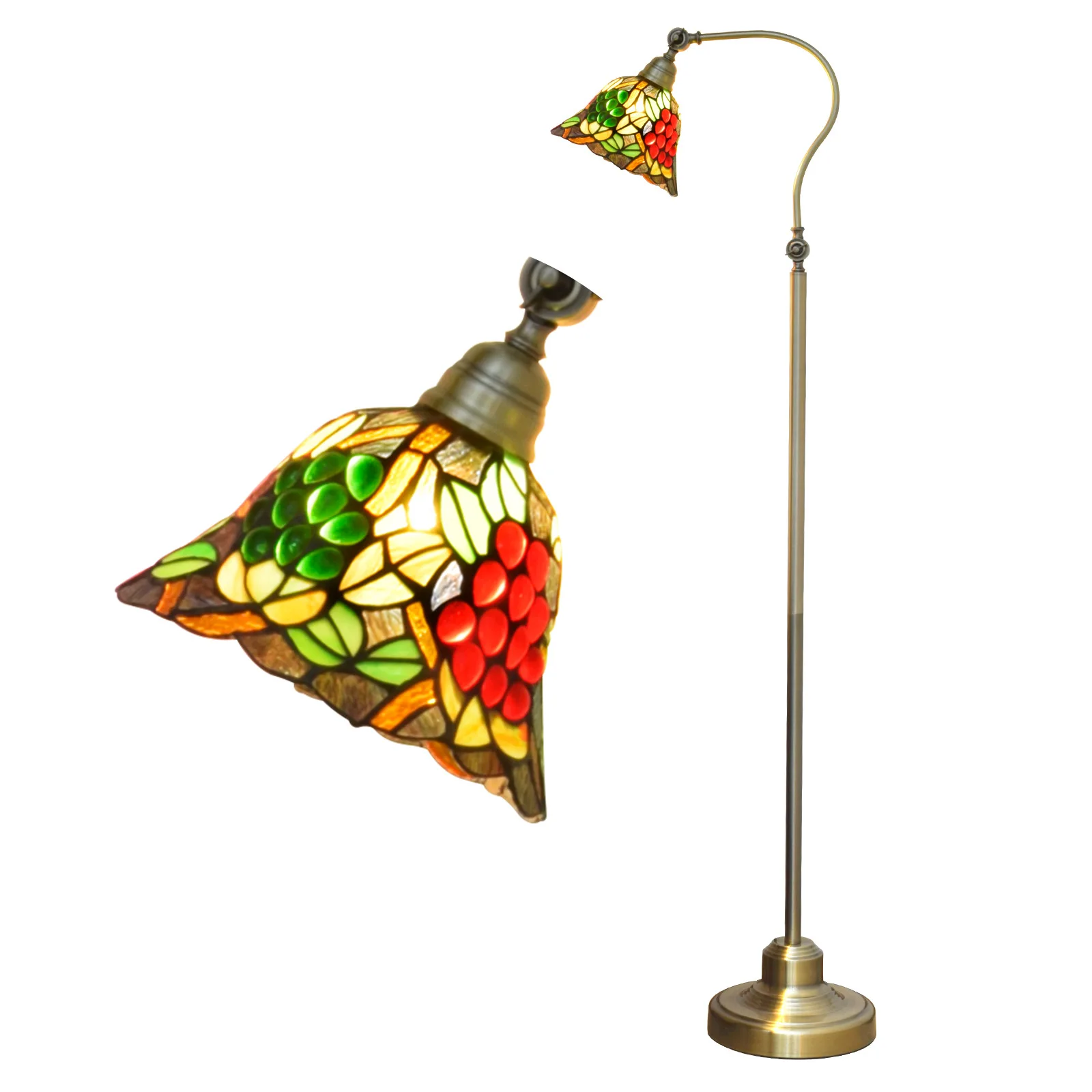 Тиффани витражи американская пасторальная красная Виноградная арочная лампа регулируемый угол напольный светильник для чтения декоративный домашний офис