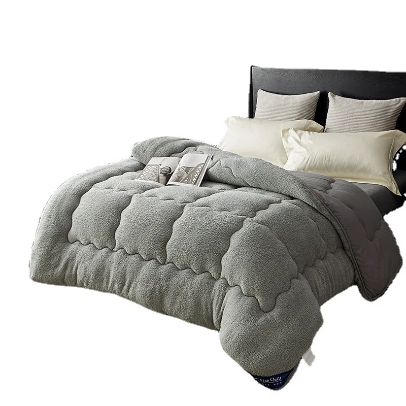 Fleece Quilt Custom Hot Sale OEM Manufacture Anti-bacterial Quilted Duvet Polyester Comforter Fiber Quilt for Winter