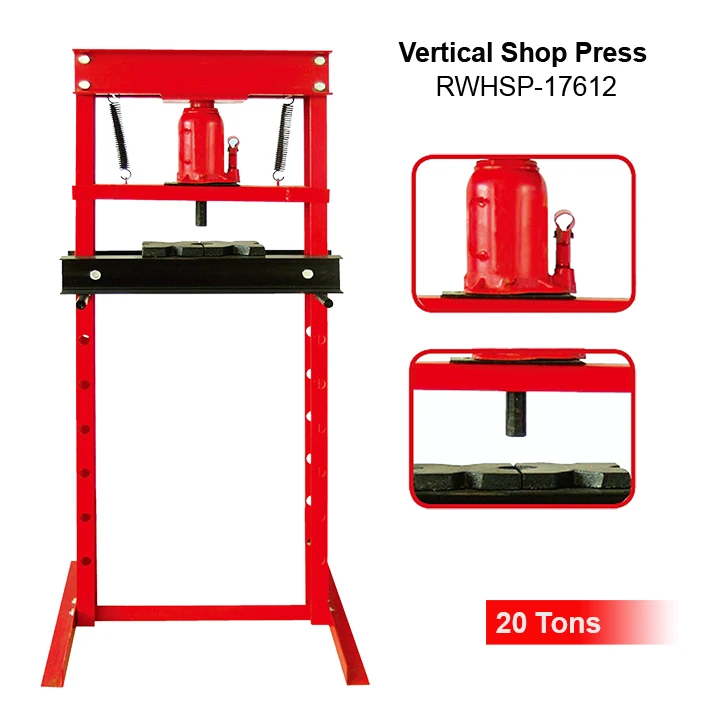 Factory 20 Ton Vertical Manual Hydraulic Shop Press Machine Car Vehicle Repair Equipment CE Hydraulic Cylinder Shop Press Tools
