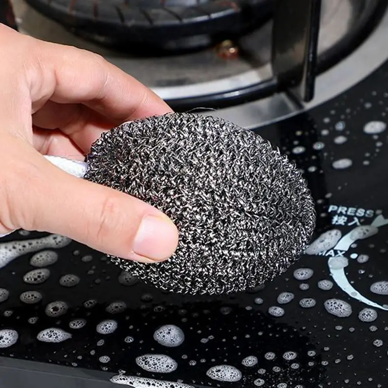 Ff2794 Stainless Scouring Pad Heavy Duty Cleaning Brush Kitchen Dishwasher Pant Pot Sponge Steel Wool Scrubber
