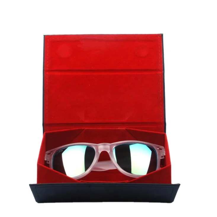 2021 Fashion custom logo Resistant Folding Fashion Leather Glasses case sunglasses packaging box