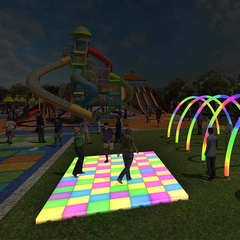 Outdoor Led Lighted Portable Dance Floor Tiles Pressure Sensitive Interactive Game Square Led Dance Floor For Light Show Wedding