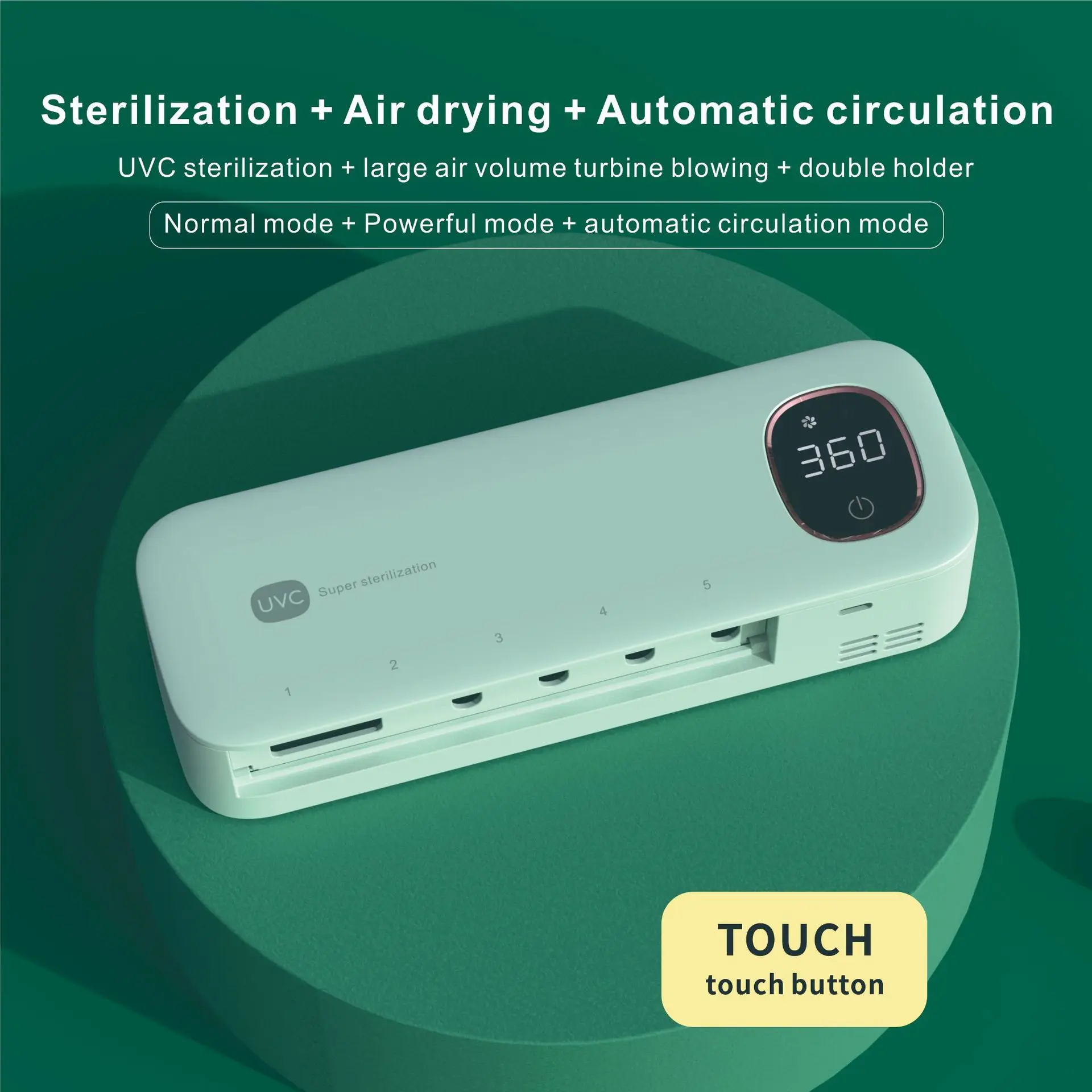 New Design 2In 1 UVC Light Toothbrush Sterilizer Wall-mounted Uv Toothbrush Sterilizer box