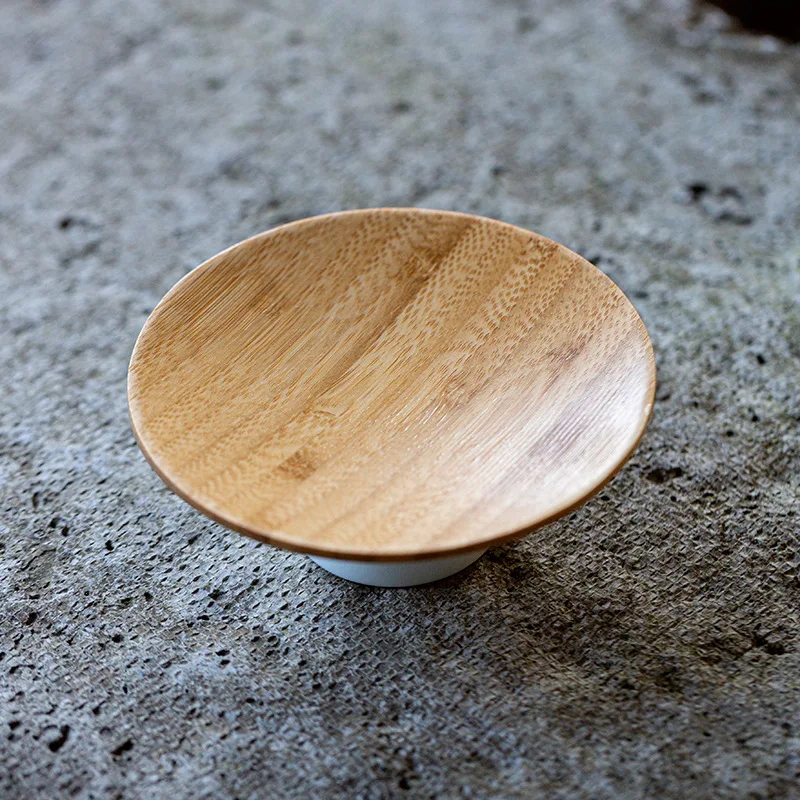 Creative Ceramic High-foot Base Bamboo Fruit Plate Refreshment Plate Dried Fruit Plate Snack Placement Creative Fruit Tray