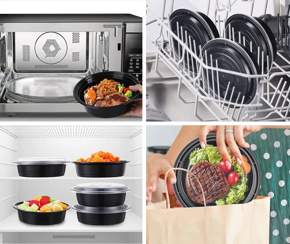 Takeout 32 oz Plastic Food Storage Reusable Microwavable Dishwasher Safe Great for Meal Prep Container with Lids