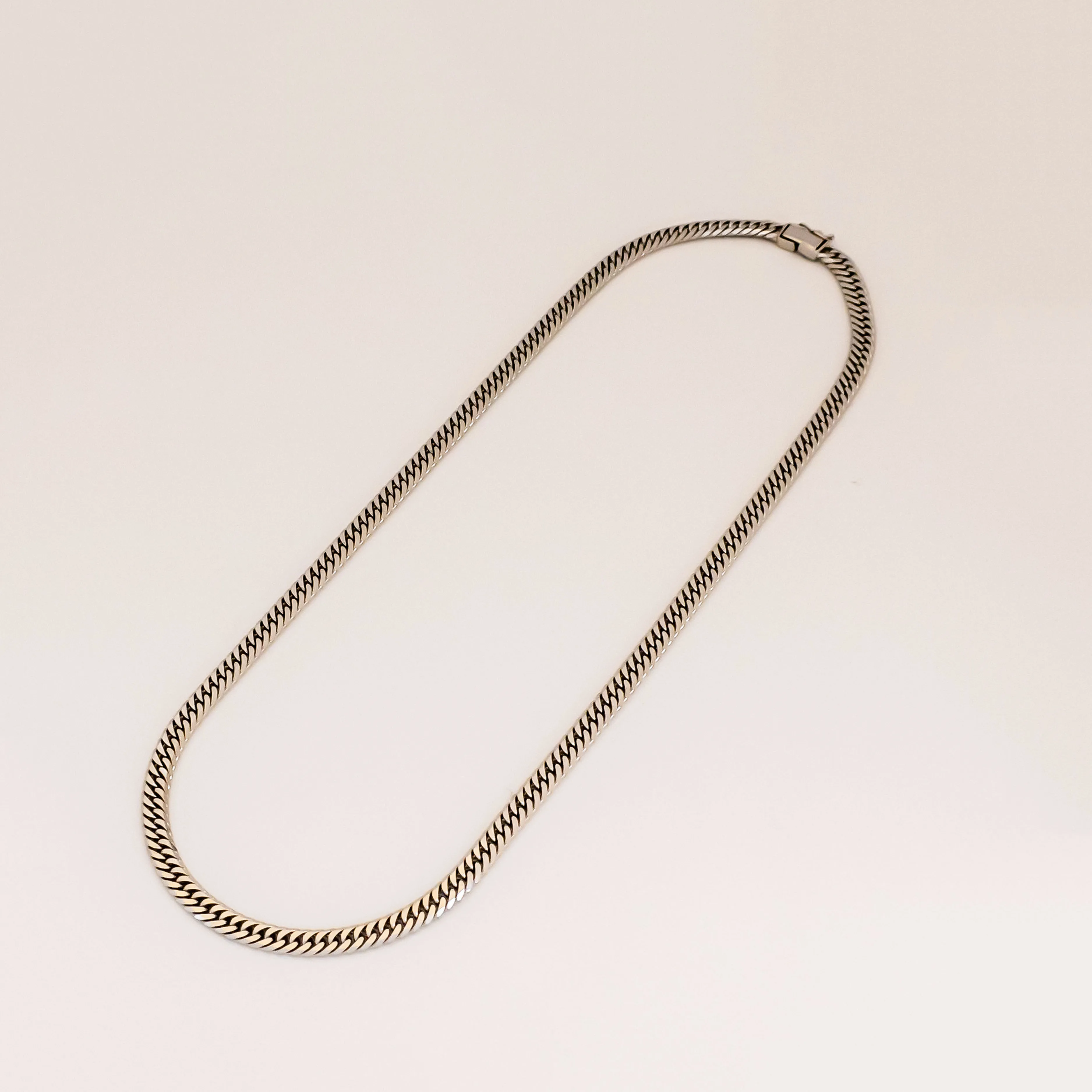 
Pt850 6 sides cut double curb chain 50cm 50g female jewellery necklace 