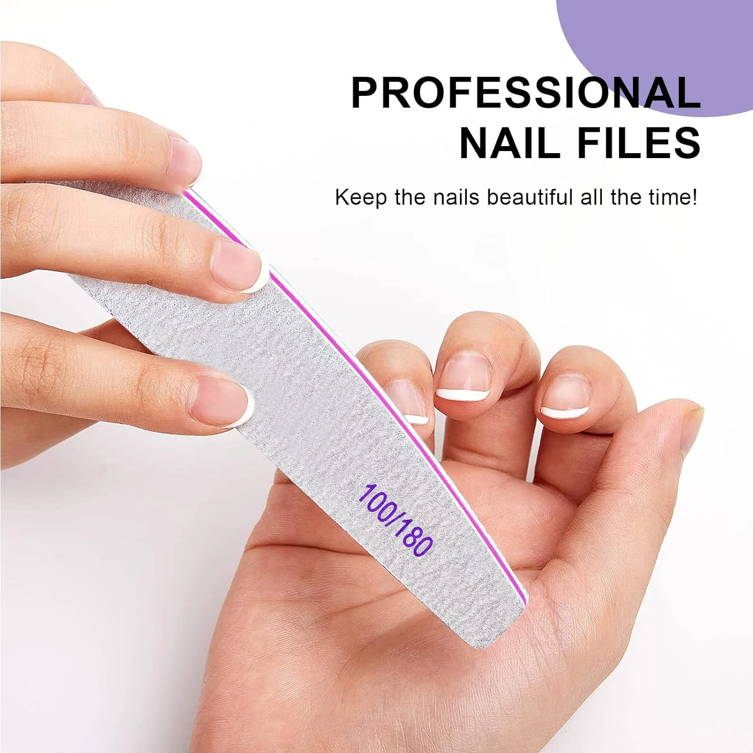 Reusable Zebra Nail File Emery Board 100/180 Grit Nail Styling Tools Half Moon Nail Files