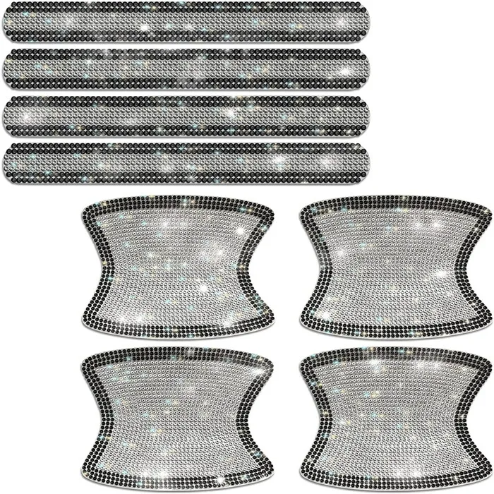 Glitter Glass Rhinestone Diamond Auto Car Accessories DIY Rear-vision Decorative Rearview Mirror Door Handle Strip Stickers