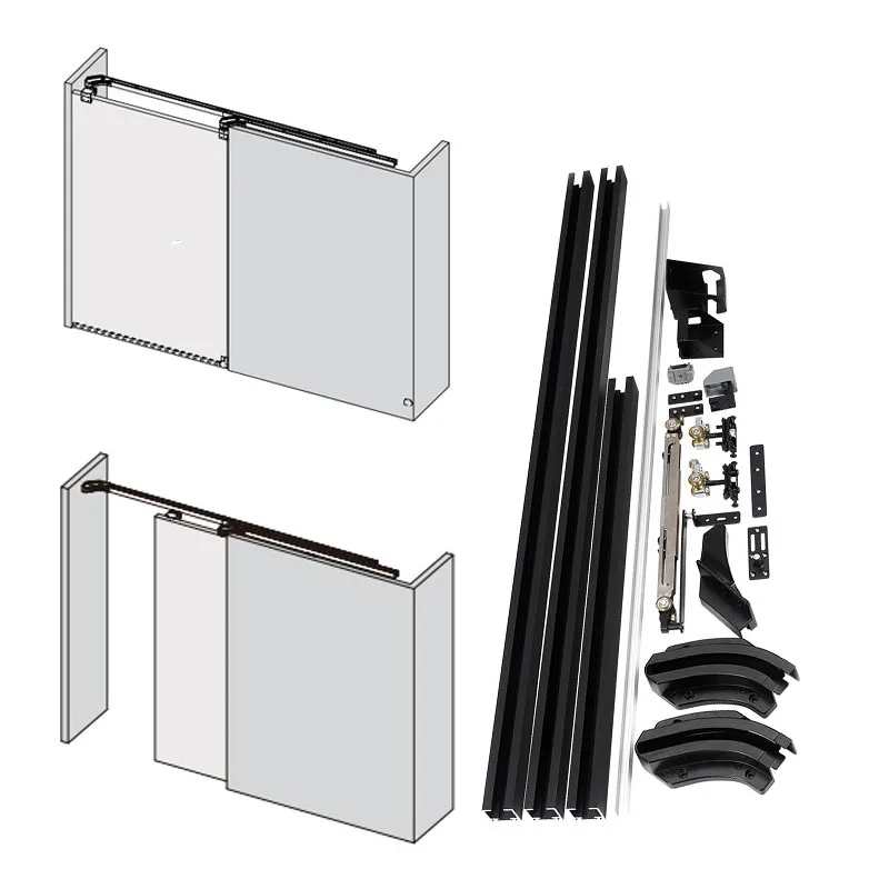 High class motorized manual push in door sliding rail space saving soft flush translation door mechanism for door cloth cabinet