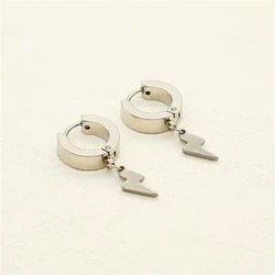 Cinmo Stainless Steel Piercing Drop Earrings Fashion Lightning Flash Cute Dangle Earrings For Men Women Wholesale Ear Jewelry