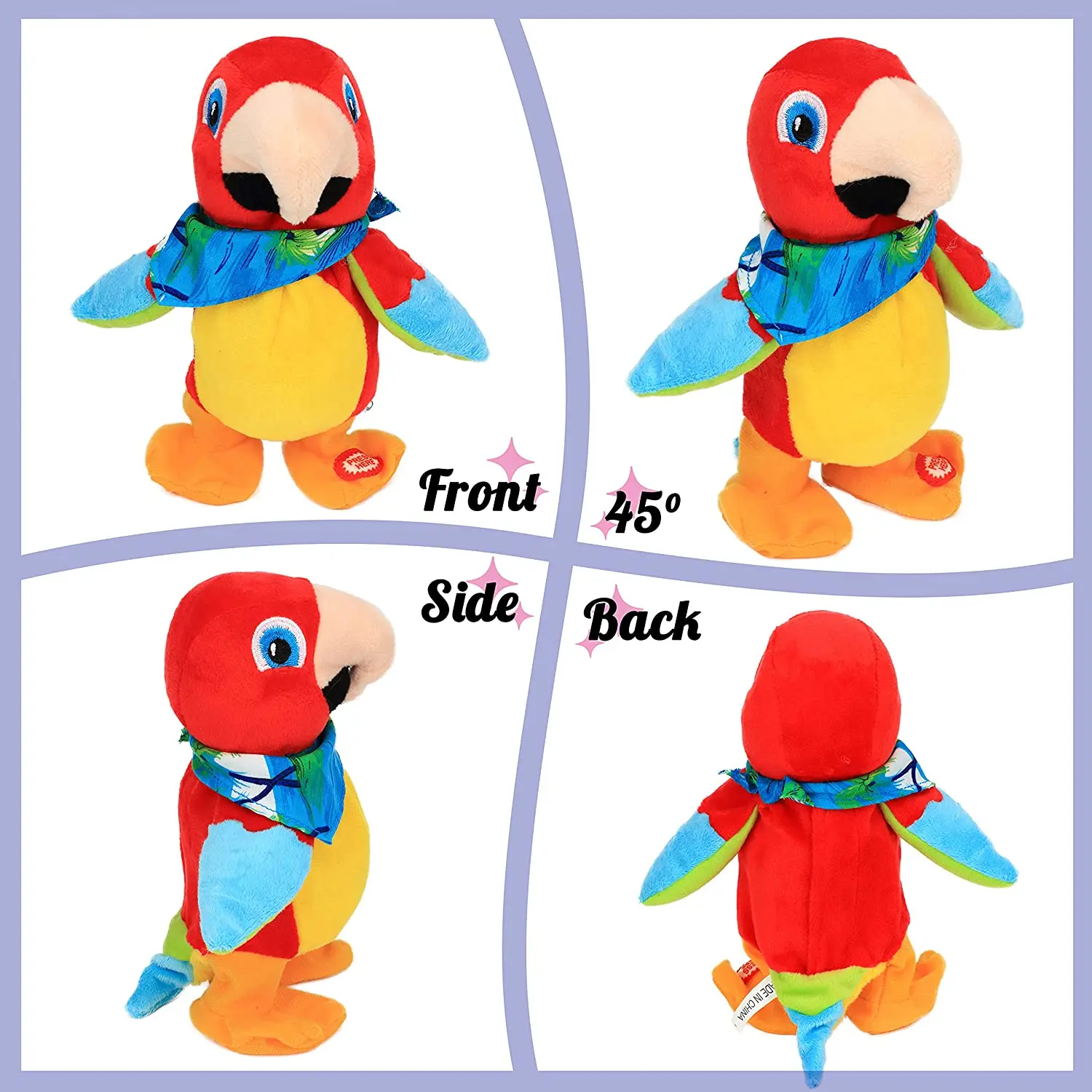 Talking Parrot Repeats What You Say Walking Electric Interactive Animated Toy Speaking Plush Buddy Gift for Toddlers Birthday