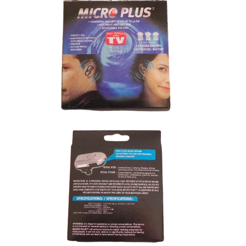 Clear Micro Plus Sound Amplifier Hearing Aid Assistance Adjustable Tone Battery Mini Volume Adjustable In Ear Aids for Old Deaf