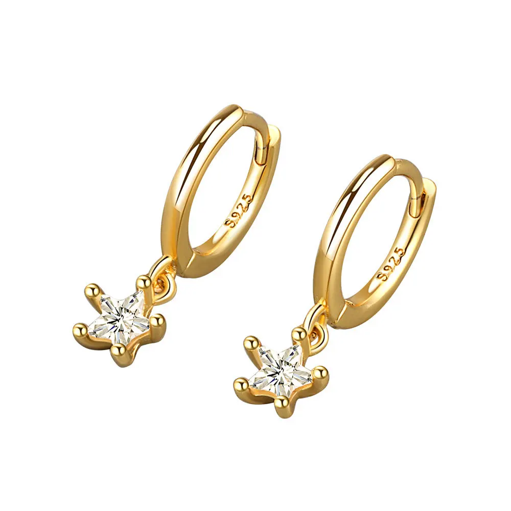 Star Pendant Drop Earrings Sparkling Clear Zircon Earring for Women Creative French Earrings Jewelry