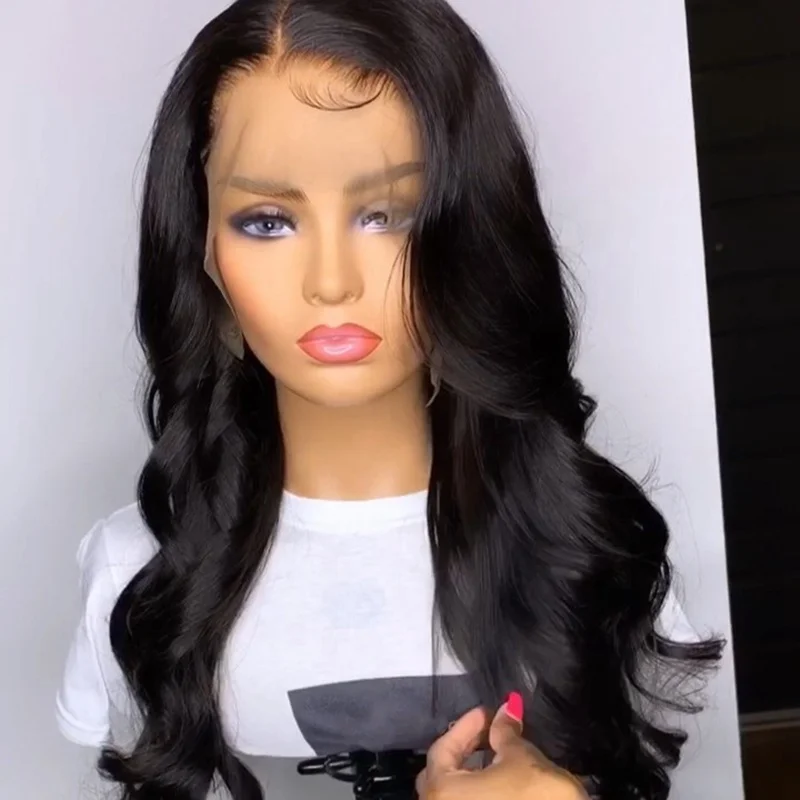 2021 оптовая продажа предварительно волосы парики из натуральных волос, 24 инч объёмная волна натуральный черный девственные волосы парик, бразильские волосы полные парики фронта шнурка