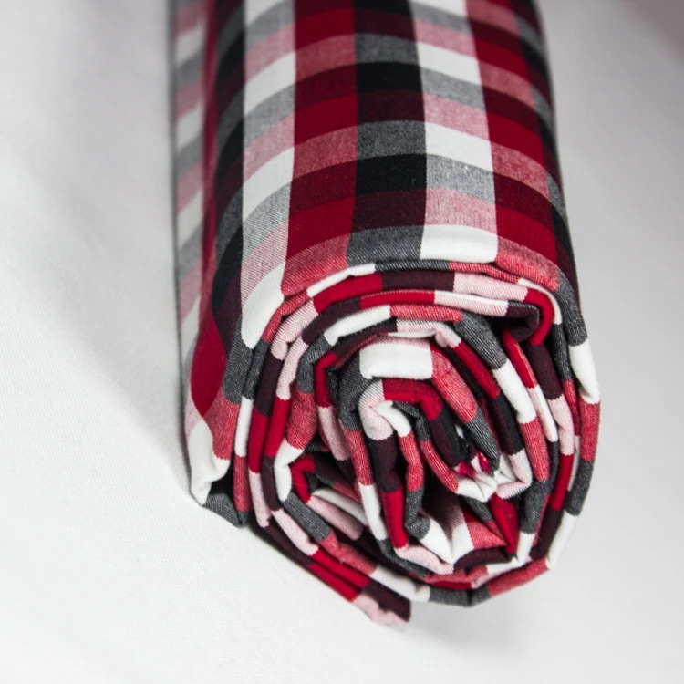 100%cotton density 130*84 red and black checks shirt fabric