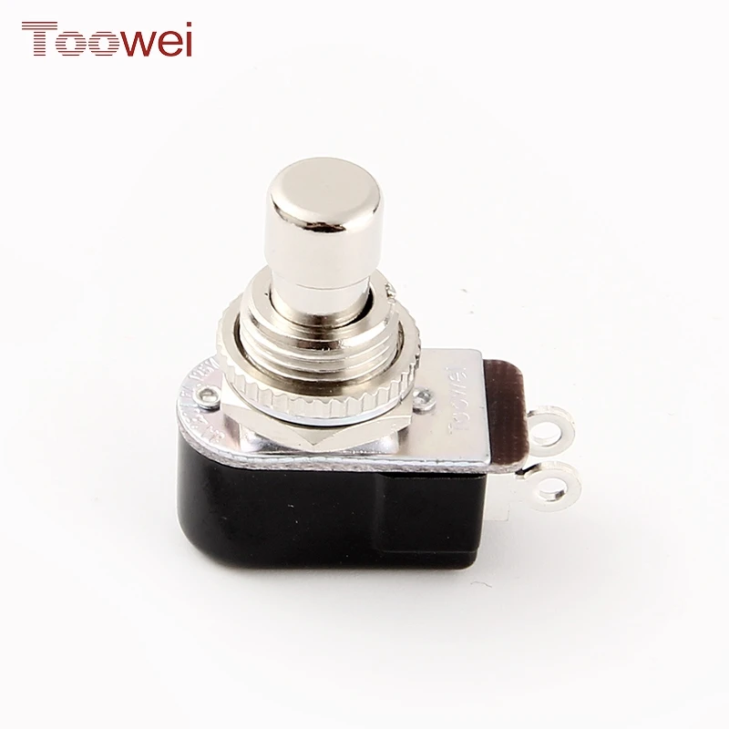 3A 250VAC OFF-(ON) Metal Push Type Toggle Switch Machinery For Auto Control Cables 2 Terminal Soldering Terminal T601A2U Toowei