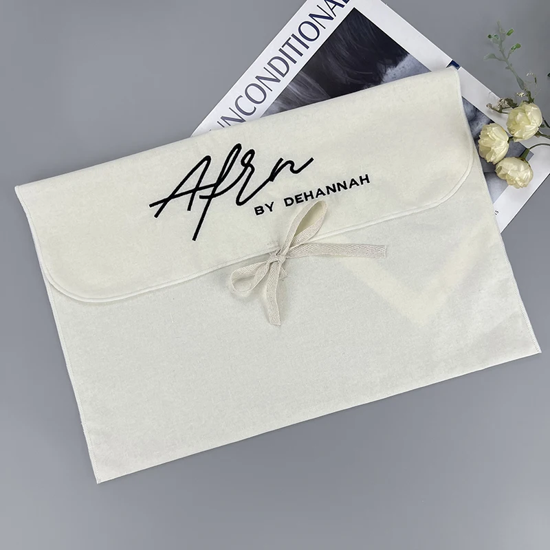 Pretty custom embroidery print reusable packaging clothing envelope cotton bags with logo