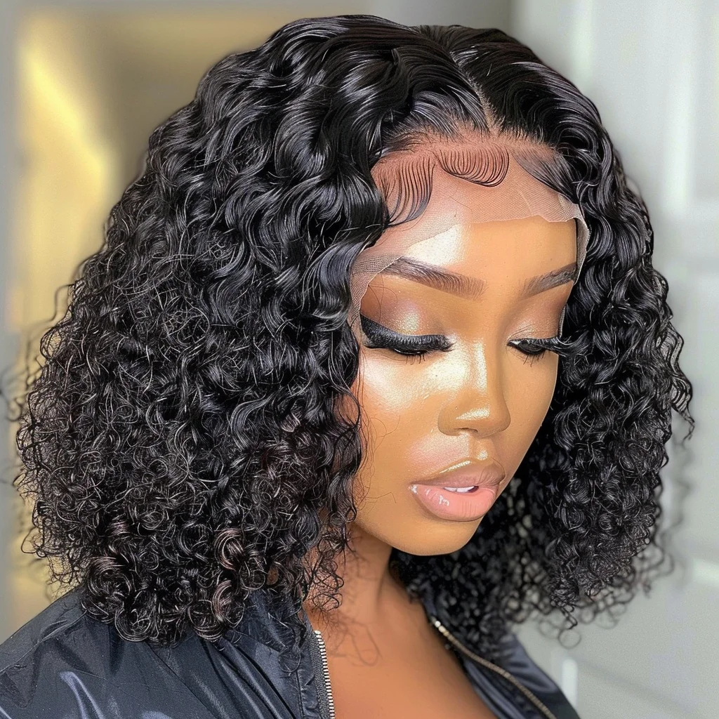 Cheap Deep Curly Wave Short Bob Wig Human Hair Hd Full Lace Front Wig Vendor Raw Indian Virgin Lace Frontal Wig for Black Women