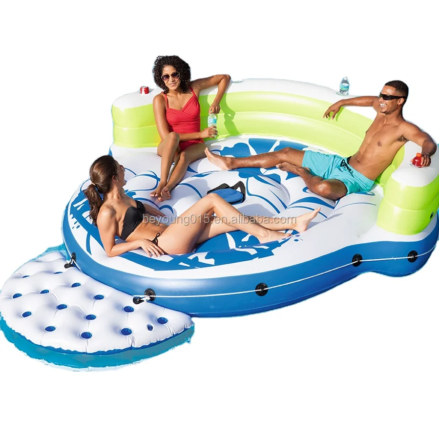3 person kick back lounge pool float island with pillow backrest+swimming pool floating water pool lounge raft