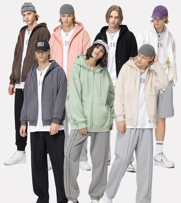 Wholesale High Quality Custom Street 430gsm Thick Fleece Oversized Unisex Zip Up Hoodie