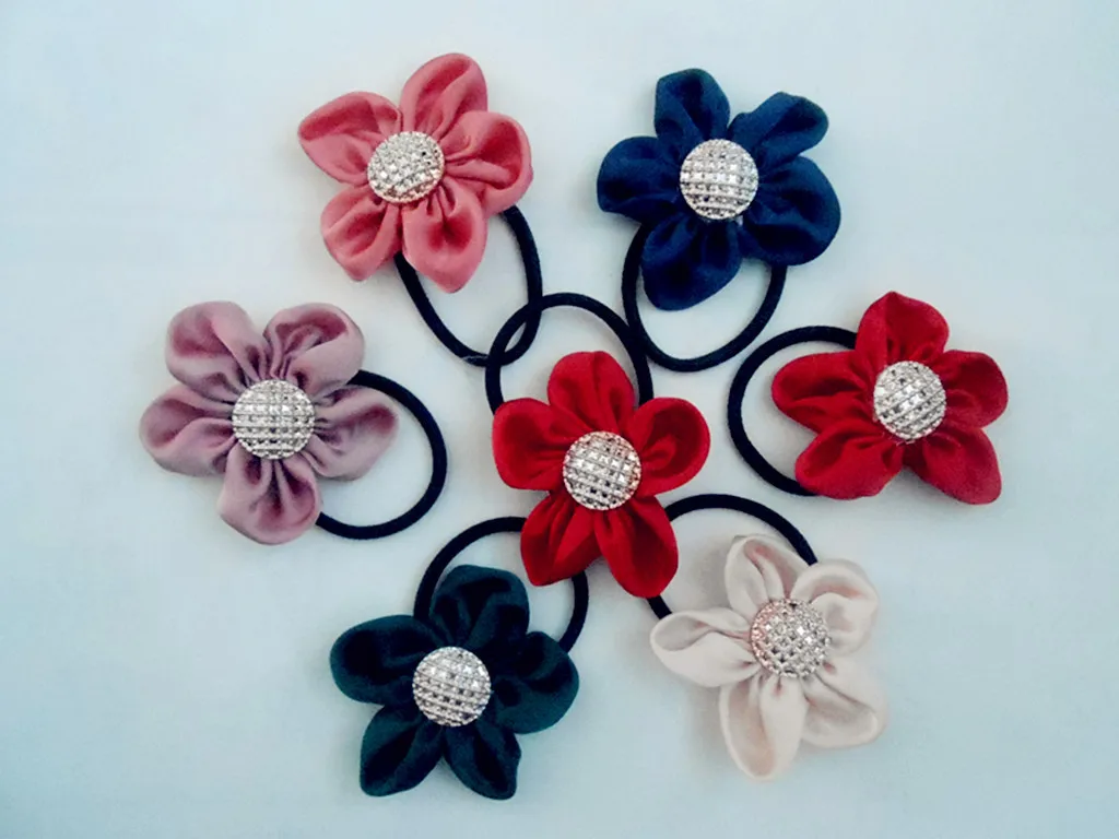 Korean style fresh simple color prints bow nude color thin nylon headbands set