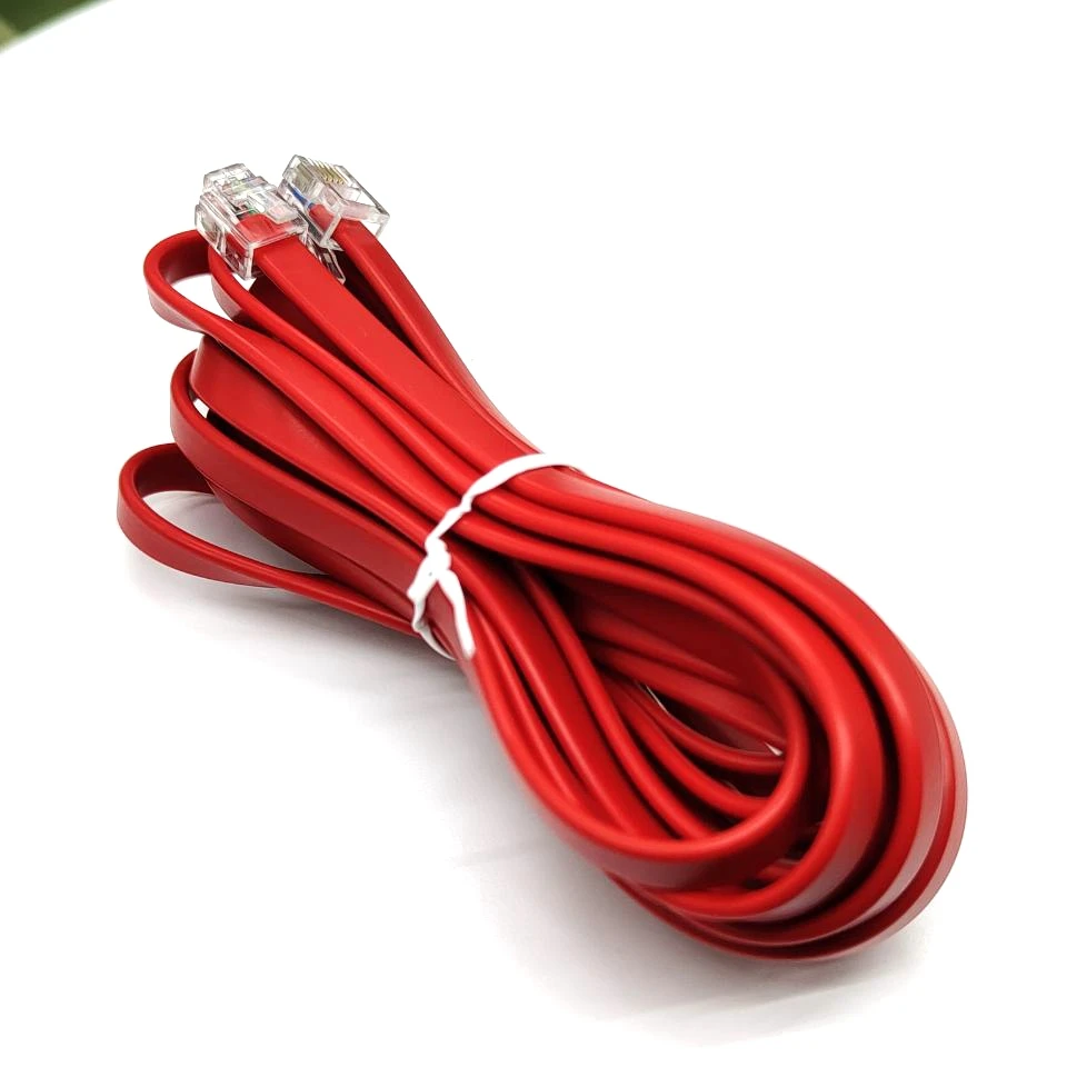 RED Telephone Cable RJ12 to RJ12 6P6C Connector RJ12 Flat Patch Cord