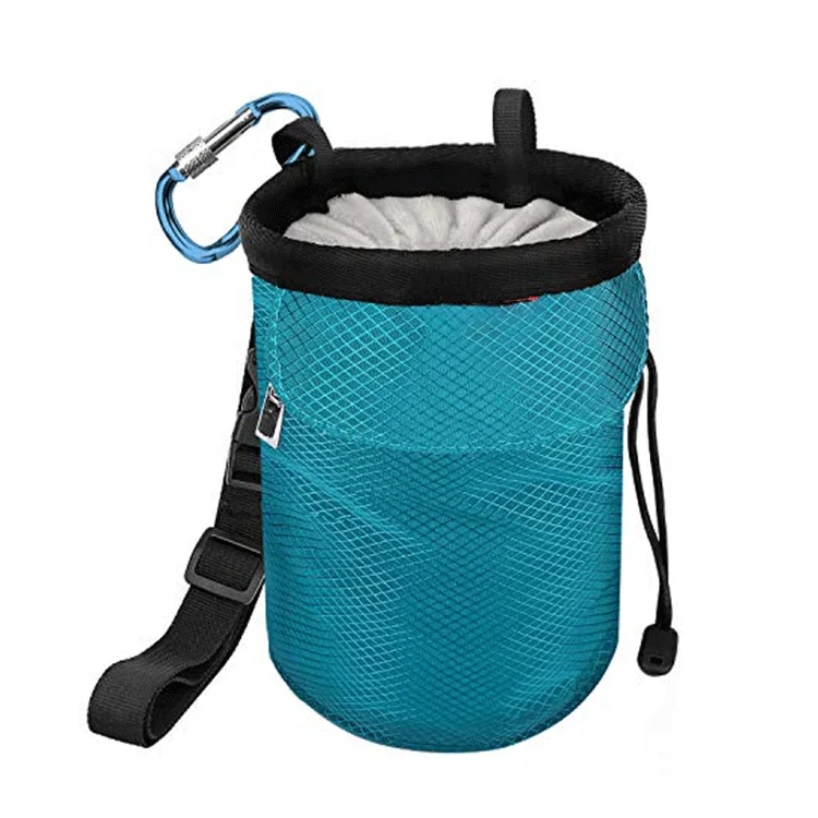 Customization Weightlifting Drawstring Rock Climbing Chalk Bag Gymnastics Bouldering Chalk Bag Bucket With Zippered Pockets