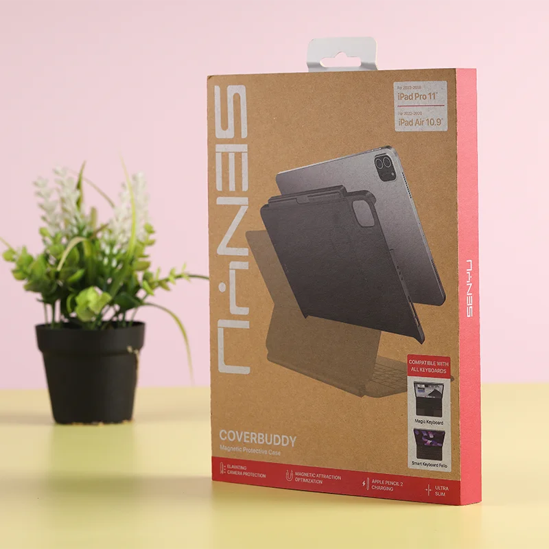 customize printing eco kraft paper packaging box for tablets laptop case with magnetic closure