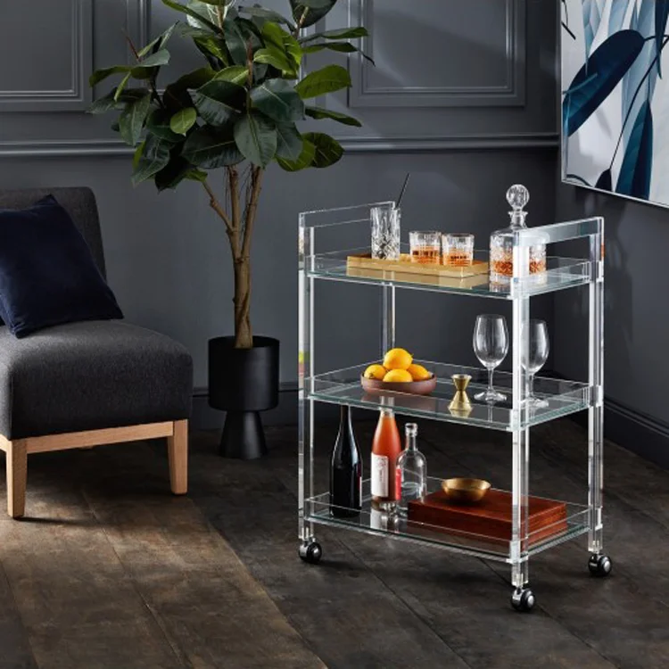 acrylic rolling trolley