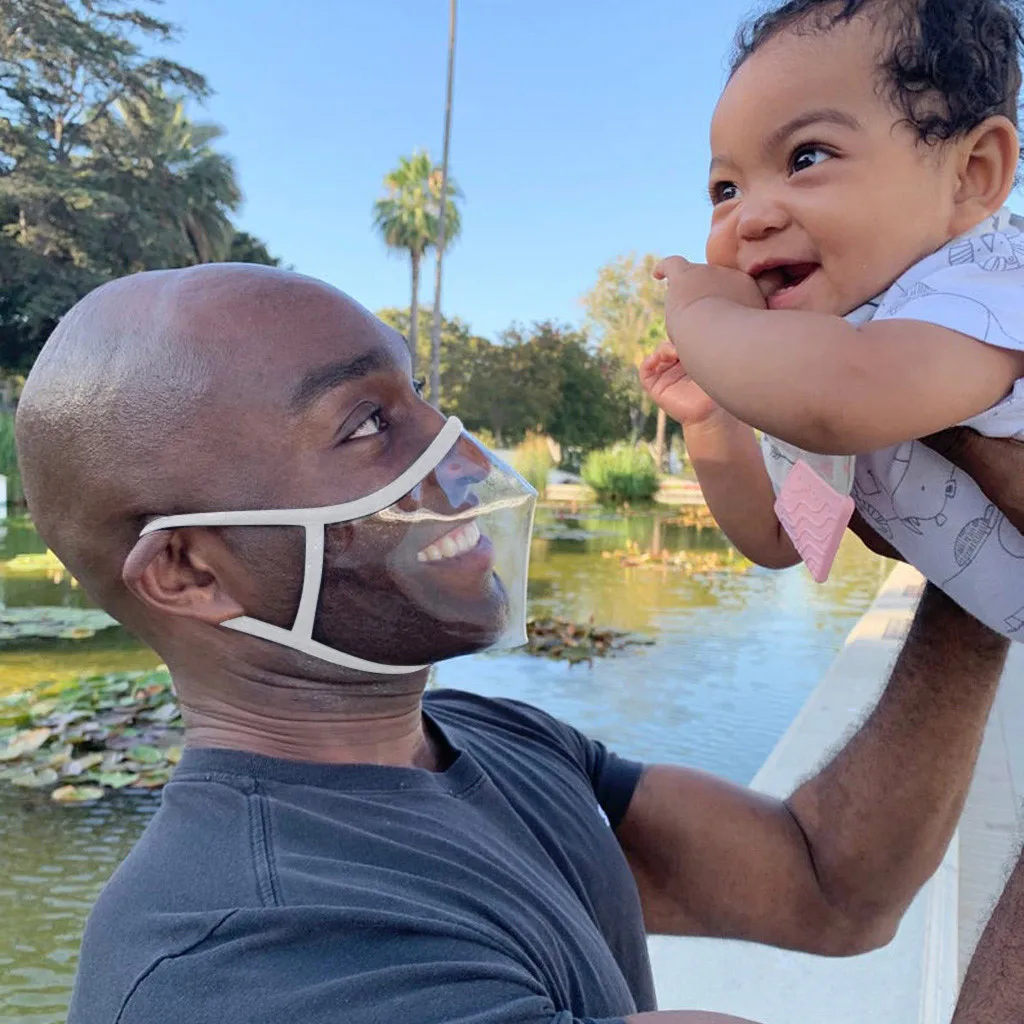 
Fashionable Fully Clear Facemask Reusable Odorlessness Transparent Protection Gear Mouth Face Cover for Smile and Lip Language 