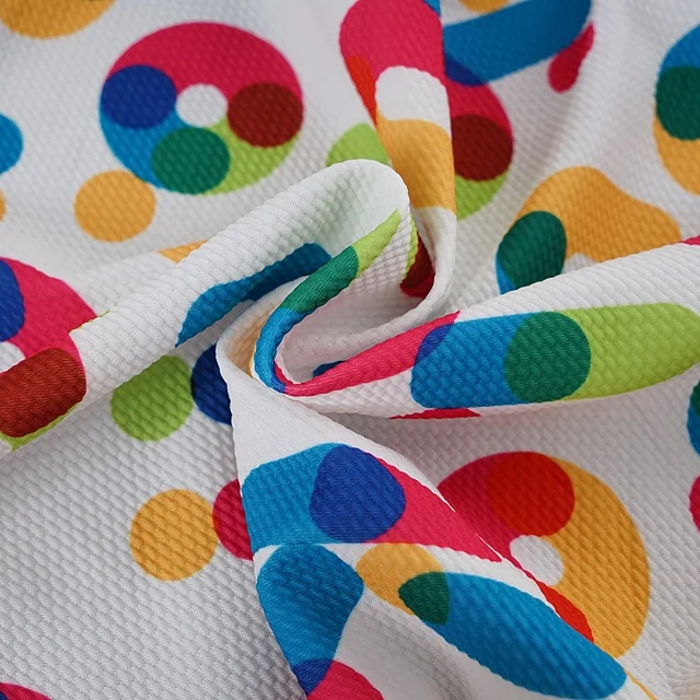 NO MOQ  custom design digital printing knitted white bullet liverpool fabric to make bow