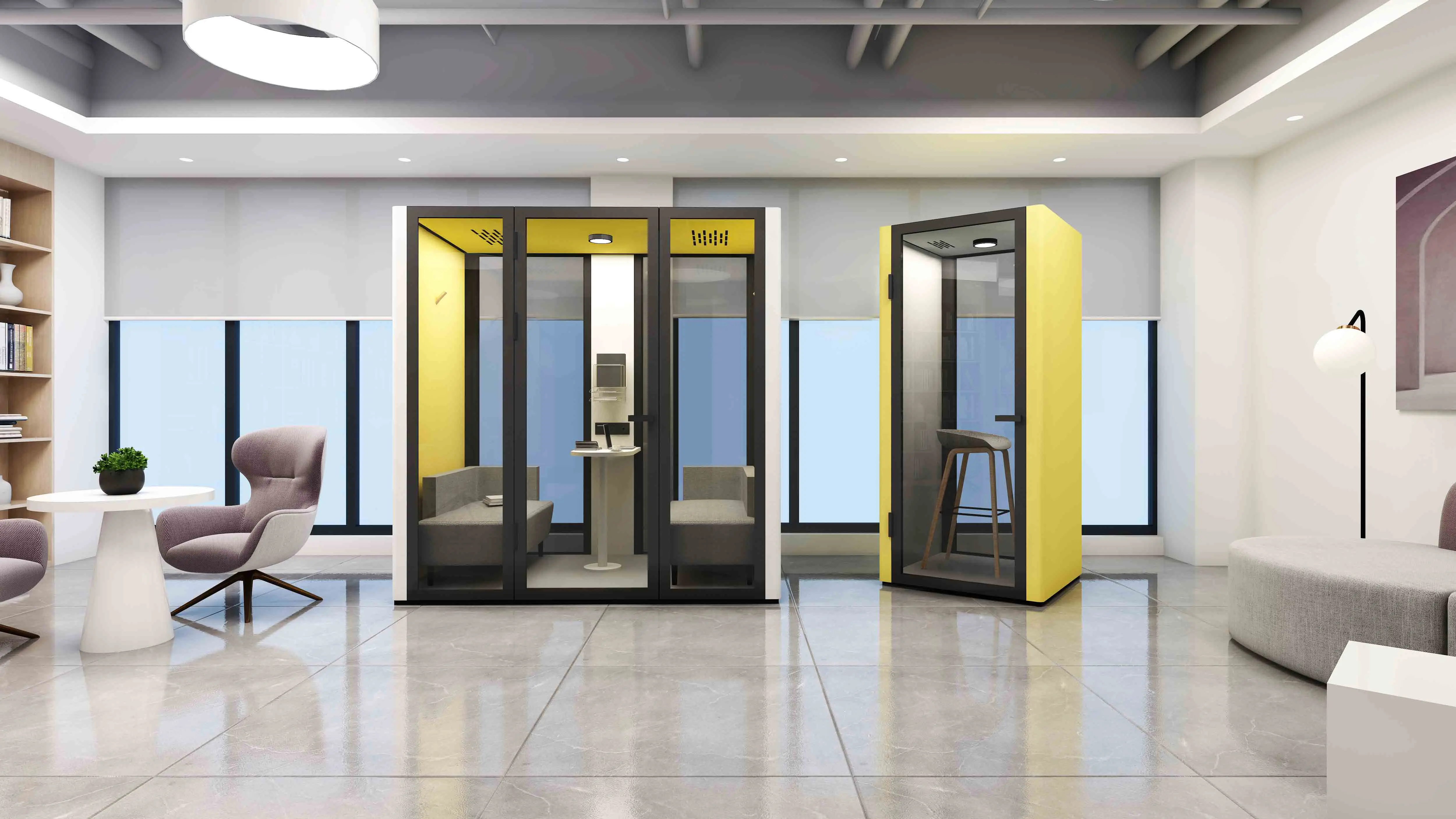 Aluminum Alloy Office Noise Blocking Booth Glass Soundproof Meeting Pod