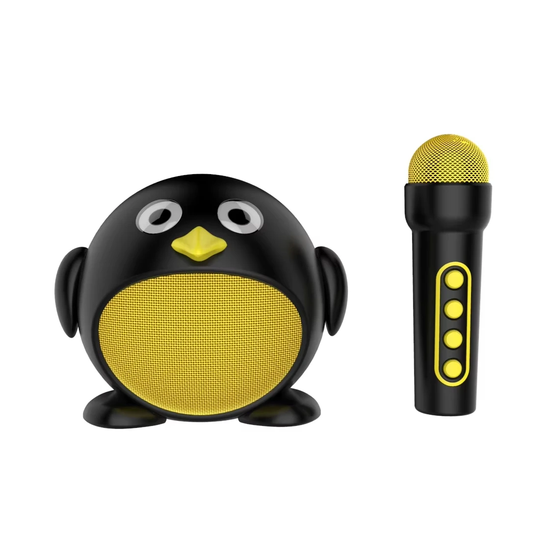 New Design Penguin Portable Mini BT Animal Cartoon Karaoke Speaker with TWS Wireless Microphone Cute Christmas Gift