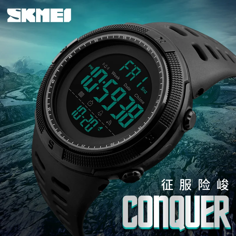 wholesale fashion multifunction custom 5atm water resistant mens sport watches relojes digitales skmei 1251