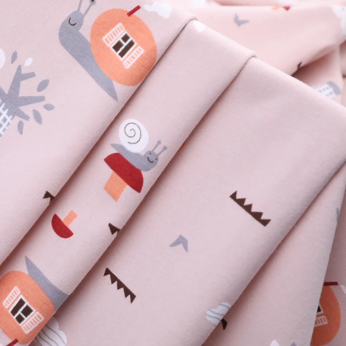  Wholesale Cheap Double Sided Cotton Lycra Knit Fabric Custom Digital Printed For Shirt And Baby