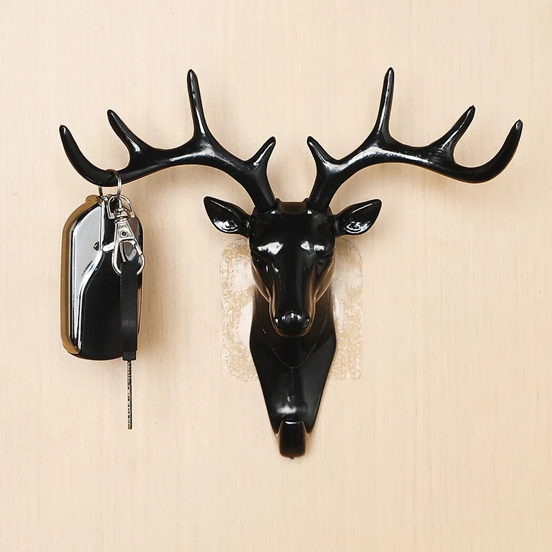 Hook Vintage Head Antlers For Hanging Clothes Hat Scarf Key Deer Horns Hanger Rack Wall Decoration
