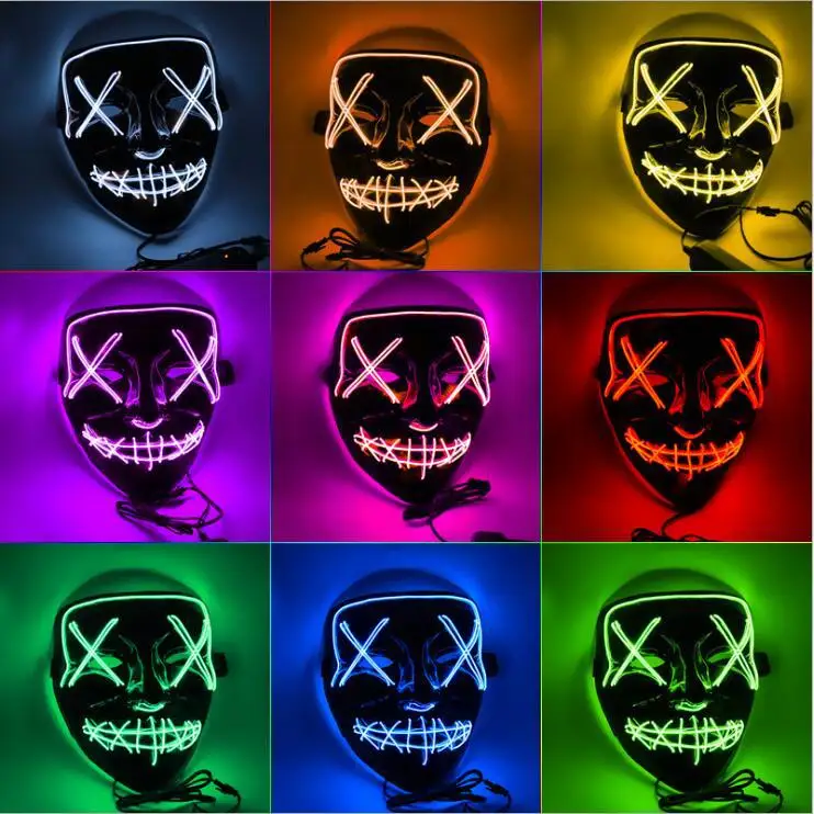 
Halloween EL wire mask black cold light mask party led mask 