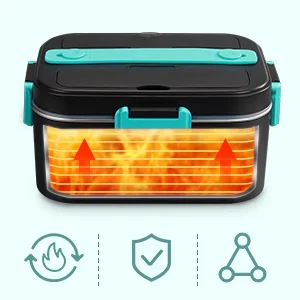 1.8L Electric Lunch Box 75W Household and Car Food Heater,12V/110V 304 Stainless Steel, Leak-proof Lunch Box