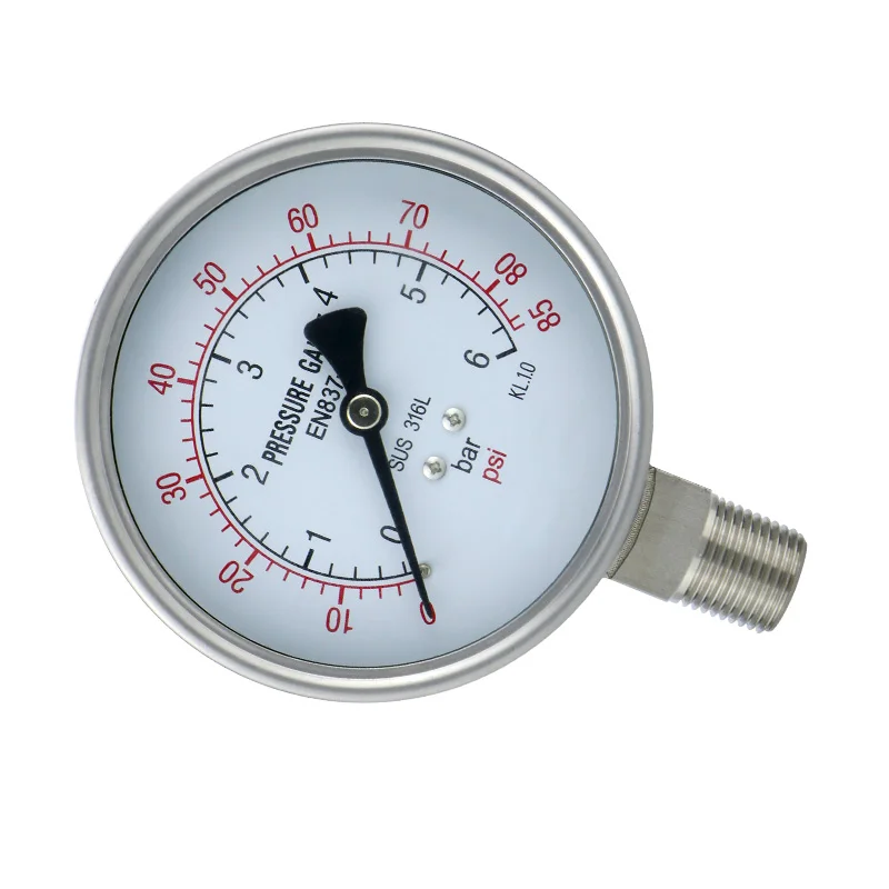 Hot Selling Renown Manufacturer Pressure Tester Thermometer 1-2500bar Customizable Stainless Steel Pressure Gauge
