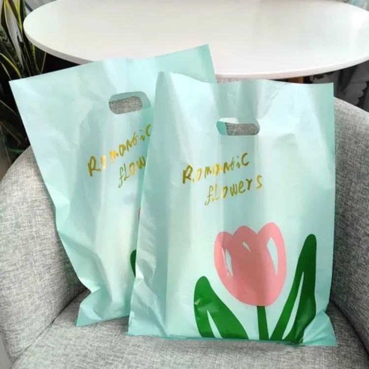 Custom Clothes Packaging Durable Plastic Custom Printing Logo Handle Merchandise Shopping Bag