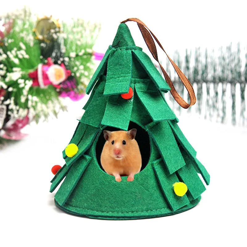 Small Pet Xmas Tent Rabbit Hamster House Large Guinea Pig Cage Animal Bed Accessories Felt Nest