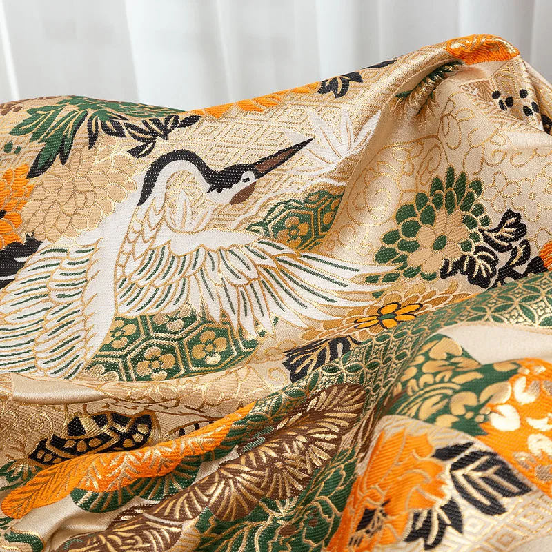 China Factory Wholesale Brocade Fabric Jacquard Crane High Technology Nishijin Flowers for Cloth Garment Home Textile Sofa