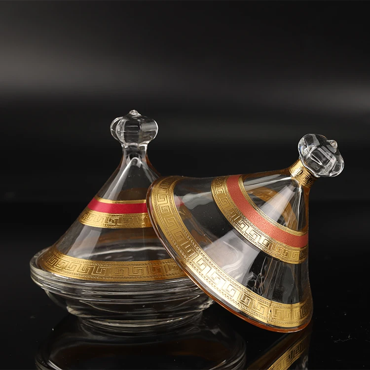 Custom Glass Tajine Moroccan Mini Tajine Arabic Style gold glass Tajine