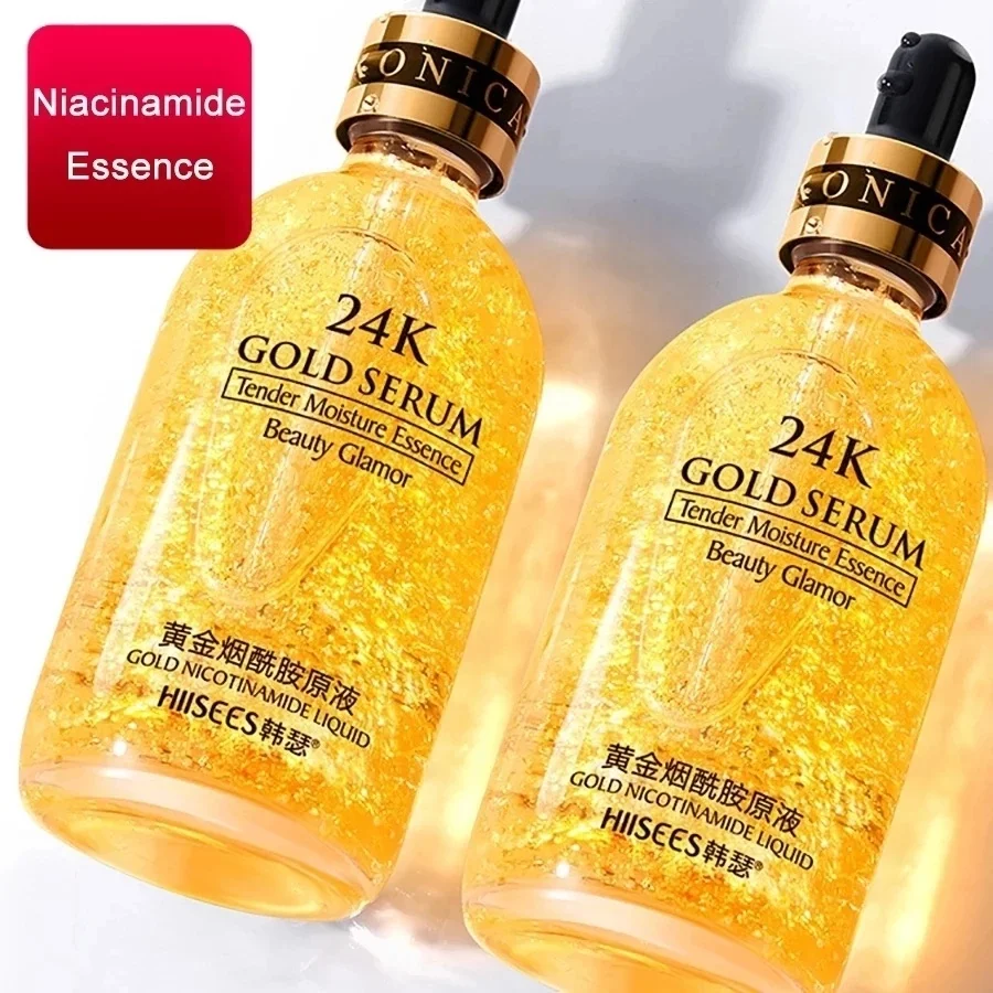 Эссенция 24K Gold Niacinamide для лица увлажняющая сыворотка против старения и морщин с гиалуроновой кислотой сужает поры восстанавливает сухую свободную кожу