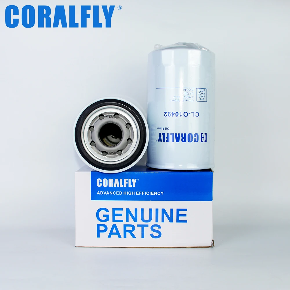 CORALFLY OEM LF734 Lube Oil Filter 8-94391049-2 P550408 New Condition Wholesale Paper Filter with Gasket for Fleetguard